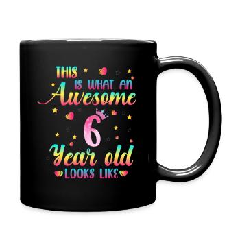 6th Birthday Girl Gifts, 6 Year Old, 6. Geburtstag - Tasse einfarbig - Schwarz - Rechts