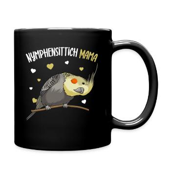 Nymphensittich Mama Vogel Papagei - Tasse einfarbig - Schwarz - Rechts