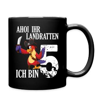 Piraten Geburtstag 5 Jahre Alt Geburtstagsparty - Tasse einfarbig - Schwarz - Rechts
