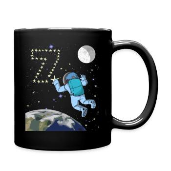 Astronaut 7 Years 7th Birthday Space Earth Moon - Full Colour Mug - black - Right