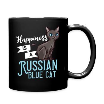 Russisch Blau Katze Hauskatze Kätzchen Besitzer - Tasse einfarbig - Schwarz - Rechts