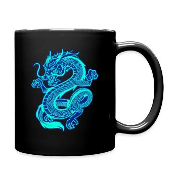 Elektrischer, blauer orientalischer Drache - Tasse einfarbig - Schwarz - Rechts
