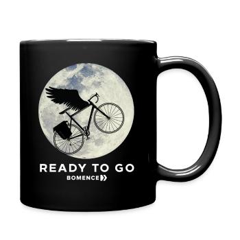 READY TO GO Zum Mond abheben mit Fahrrad - Tasse einfarbig - Schwarz - Rechts