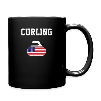 Curling American flag, curling - Full Colour Mug - black - Right