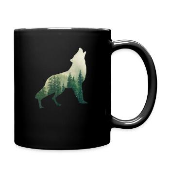Wolf - Tasse einfarbig - Schwarz - Rechts