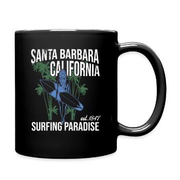 Santa Barbara California Surfer Girl - Full Colour Mug - black - Right