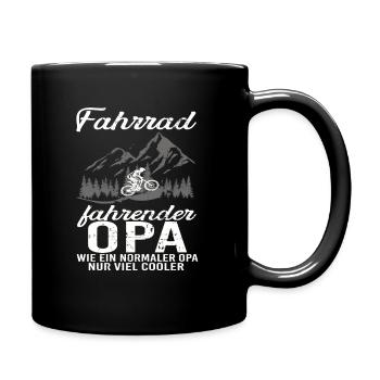 Fahrrad fahrender Opa Vatertag - Tasse einfarbig - Schwarz - Rechts