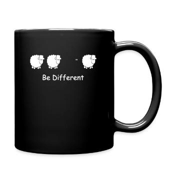 Be Different Black Sheep - Sarcasm Irony - Full Colour Mug - black - Right