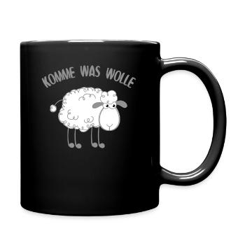 Komme Was Wolle Spruch - Landwirt Bauern Geschenk - Tasse einfarbig - Schwarz - Rechts