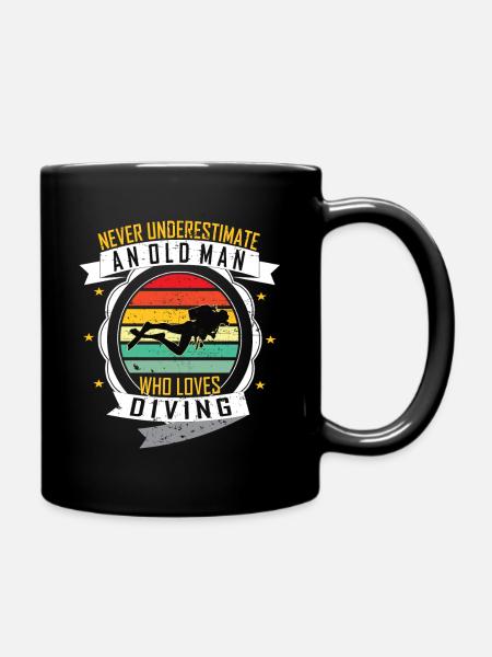 Tauchen alten Mann lustiger Spruch - Tasse einfarbig - Schwarz