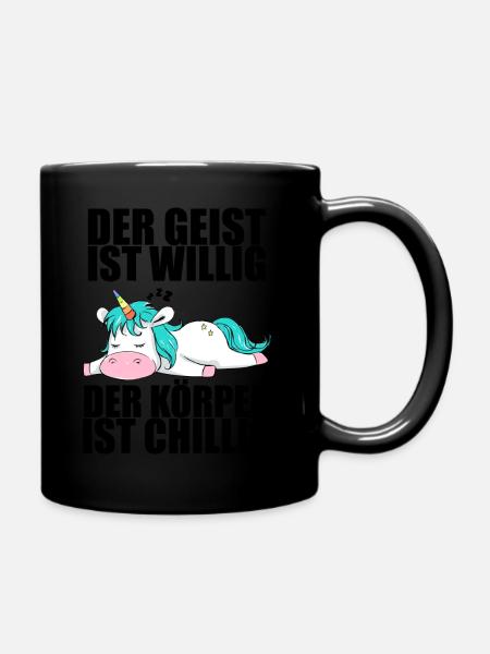 Lustige Sprüche Einhorn Mitarbeiterin Arbeitskolle - Tasse einfarbig - Schwarz