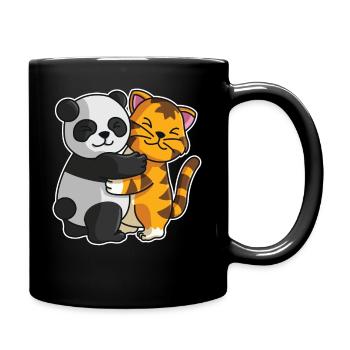 Panda Kätzchen Liebe Knuddel Umarmung Freunde Paar - Tasse einfarbig - Schwarz - Rechts