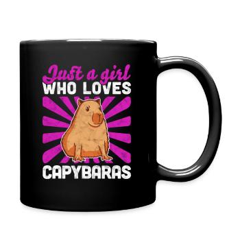 Mädchen das Capybaras liebt Wasserschwein Spruch - Tasse einfarbig - Schwarz - Rechts
