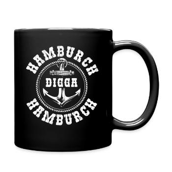 Hamburg Moin Digga Norddeutsch Hamburger Geschenk - Tasse einfarbig - Schwarz - Rechts