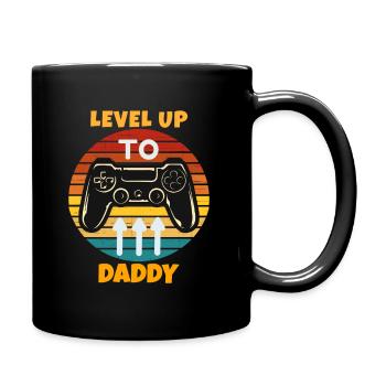 Leveled Up To Daddy - Full Colour Mug - black - Right