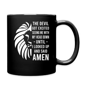 Christian Shirt Lion Faith Saying Gift - Mug uni - noir - Droite