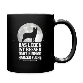 Leben mit Harzer Fuchs Hütehund Besitzer Spruch - Tasse einfarbig - Schwarz - Rechts