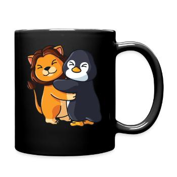 Löwe und Pinguin Liebe süßes niedliche Tiere - Tasse einfarbig - Schwarz - Rechts