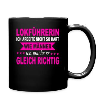 Bahnführerin Lokführerin Eisenbahnerin Geschenk - Tasse einfarbig - Schwarz - Rechts