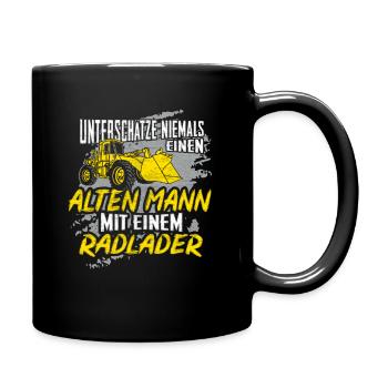 Radlader Bagger Radladerfahrer Opa Papa Geschenk - Tasse einfarbig - Schwarz - Rechts