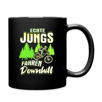 Echte Jungs Fahren Downhill Fahrrad Geschenk - Tasse einfarbig - Schwarz - Rechts