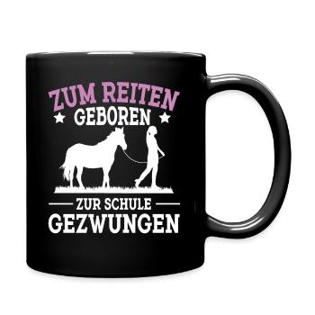 Pferd Reiten Design für Reiter und Reiterinnen - Tasse einfarbig - Schwarz - Rechts
