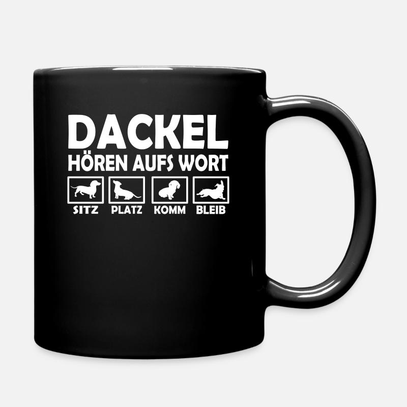 Dackelmotiv Dackel Damen Hund Herren Silhouette - Tasse einfarbig - Schwarz