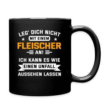 Fleischer Metzger Fleisch Schlachter Geschenk - Tasse einfarbig - Schwarz - Rechts