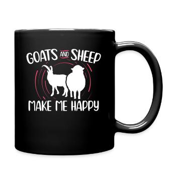 Goats and sheep make me happy - Farmer - Full Colour Mug - black - Right