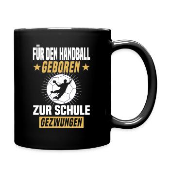 Handball Sprungwurf Ball Handballspieler Geschenk - Tasse einfarbig - Schwarz - Rechts