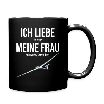 Ich liebe meine Frau Segelflieger - Tasse einfarbig - Schwarz - Rechts