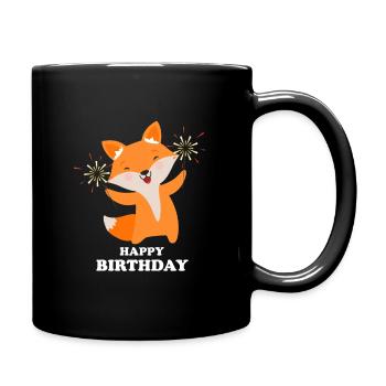 Baby Fox Birthday Fox Family - Full Colour Mug - black - Right