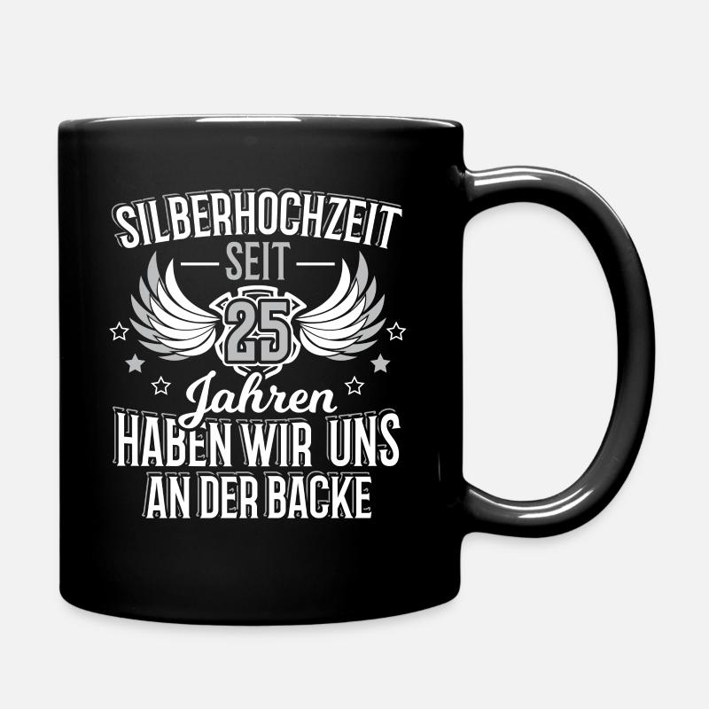 Silberhochzeit 25 Jahre Ehe Geschenk - Tasse einfarbig - Schwarz