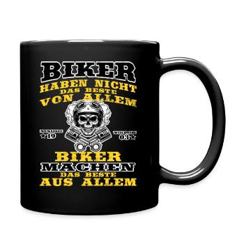 BIKER MACHEN DAS BESTE AUS ALLEM - cooler Spruch - Tasse einfarbig - Schwarz - Rechts