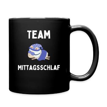 Lustiges Schaaf macht Mittagsschlaf Nickerchen - Tasse einfarbig - Schwarz - Rechts
