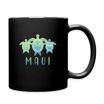 Maui Turtle Aloha Hibiscus Flowers Hawaii Gift - Full Colour Mug - black - Right