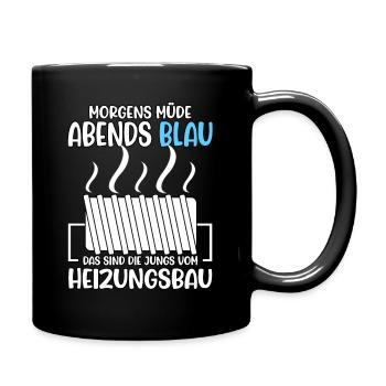 Lustiges Sanitärinstallateur Heizungsbau Motiv - Tasse einfarbig - Schwarz - Rechts