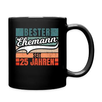 Silberhochzeit Ehemann 25 Jahre Ehe Geschenk - Tasse einfarbig - Schwarz - Rechts