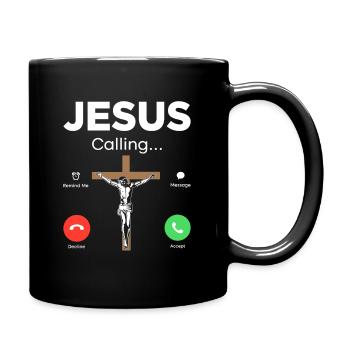 Jesus is Calling Jesus Calls - Full Colour Mug - black - Right