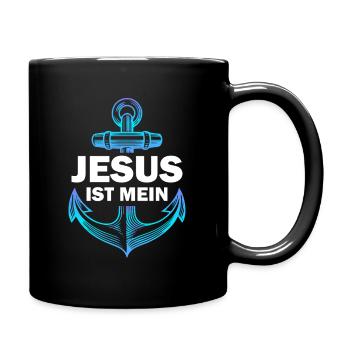 Jesus ist mein Anker - Tasse einfarbig - Schwarz - Rechts