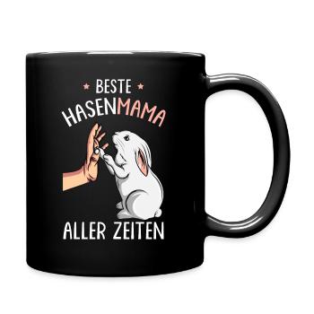 Hasenmama Hase Kaninchen Hasen - Tasse einfarbig - Schwarz - Rechts