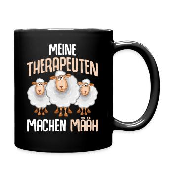 Schaf lustige Sprüche Schäfer Landwirt - Tasse einfarbig - Schwarz - Rechts