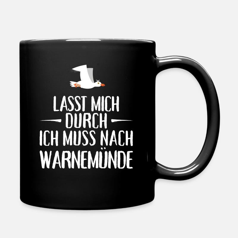 Lasst mich durch ich muss nach Warnemünde Möwe - Tasse einfarbig - Schwarz