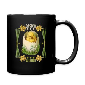 Easter, Happy Easter, Retro Vintage Egg Chicks - Full Colour Mug - black - Right
