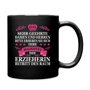 Erzieherin Geschenk Kindergärtnerin Geschenkidee - Tasse einfarbig - Schwarz - Rechts