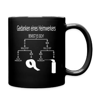Gedanken eines Heimwerkes - Tasse einfarbig - Schwarz - Rechts