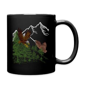 Eagle imprint predator bird eagle motif mountain - Full Colour Mug - black - Right