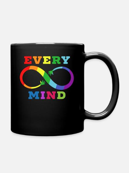 Every Mind Neurodiversity Autism Awareness Support - Full Colour Mug - black