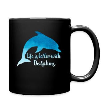 Dolphin T-shirt Blue gift idea - Full Colour Mug - black - Right