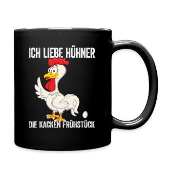 Ich liebe Hühner die kacken Frühstück Hühner Ei - Tasse einfarbig - Schwarz - Rechts